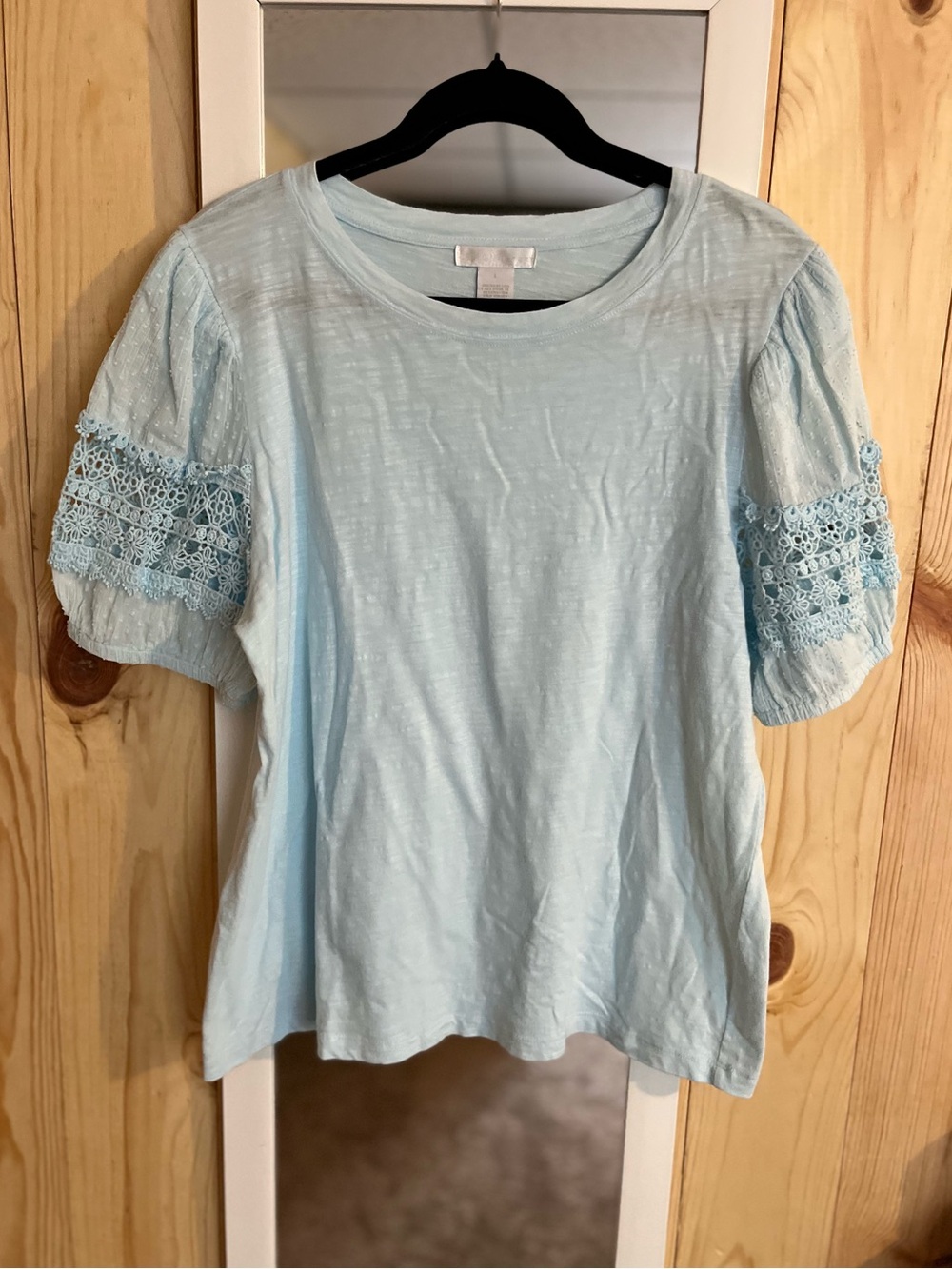 Design History Puff Crochet Sleeve Blouse Cottagecore 100% Cotton